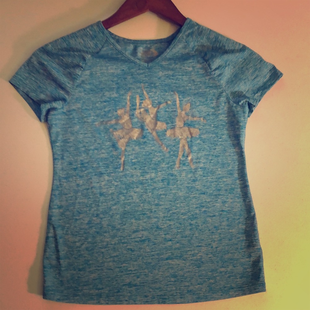 Girls blue/gray shirt with ballerina graphic